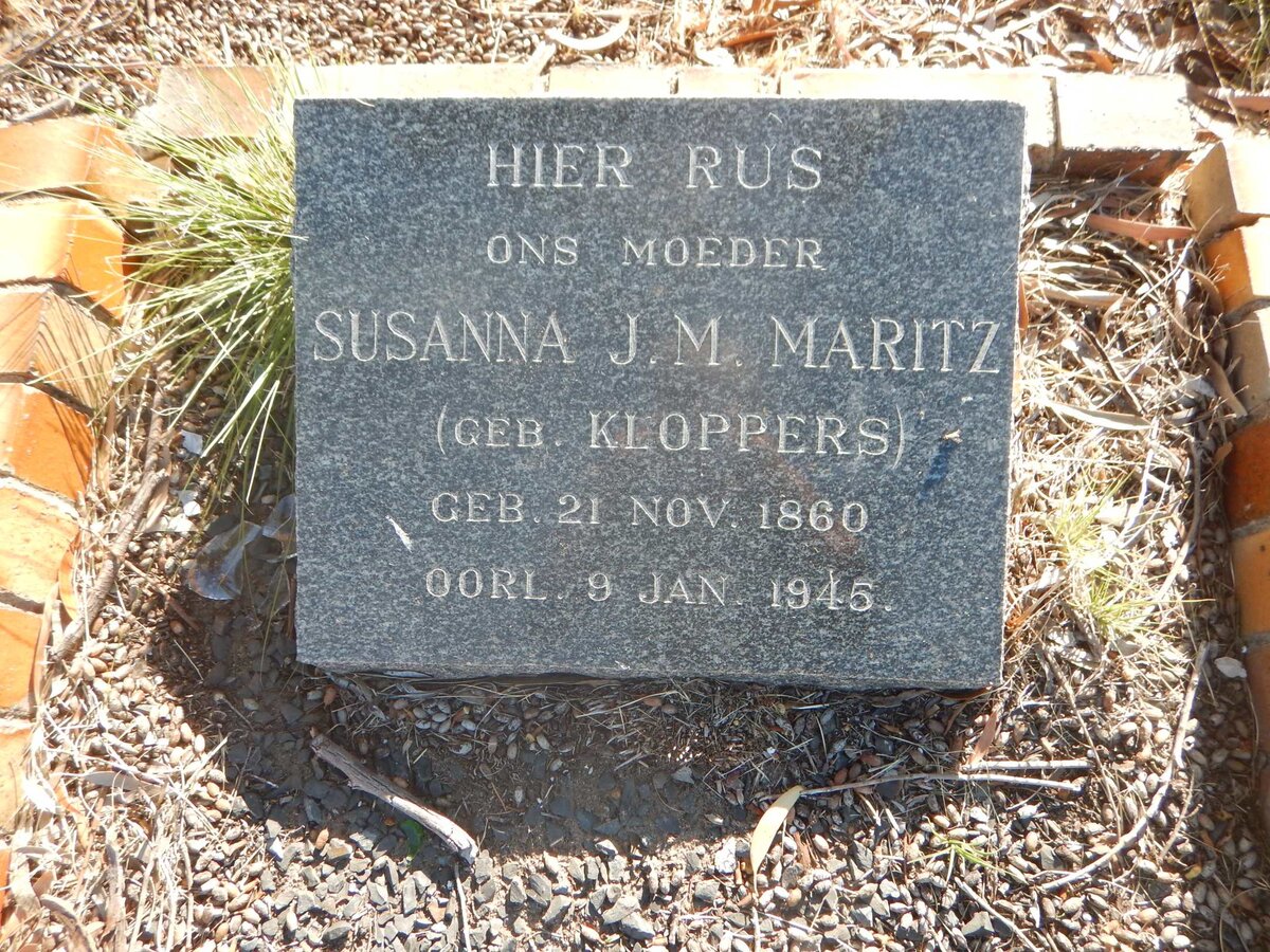 MARITZ Susanna J.M. nee KLOPPERS 1860-1945
