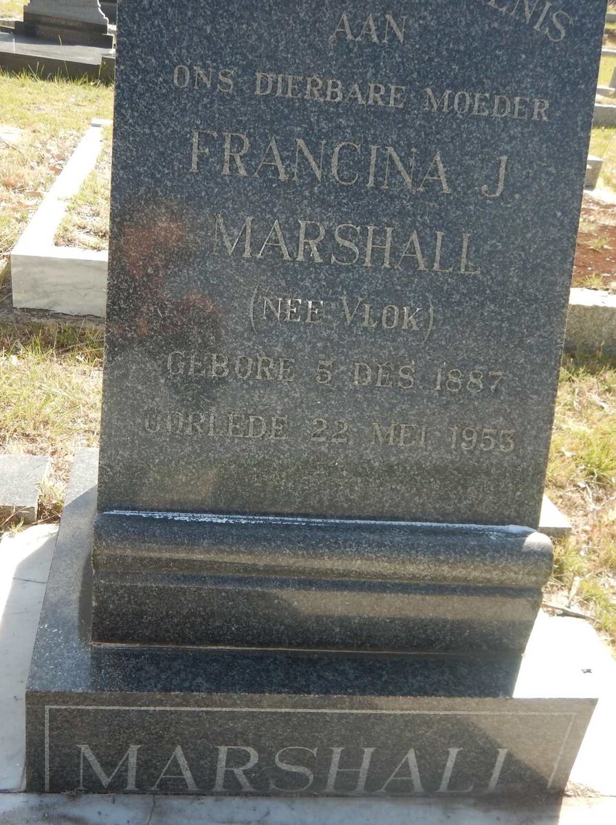 MARSHALL Francina J. nee VLOK 1887-1953