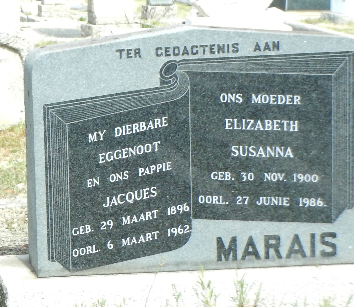 MARAIS Jacques 1896-1962 &amp; Elizabeth Susanna 1900-1986