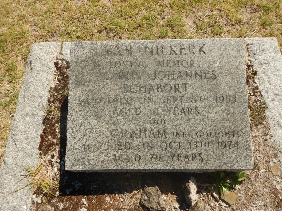NIEKERK Petrus Johannes Schabort, van -1953 &amp; Mary Graham GOLIGHTLY -1974