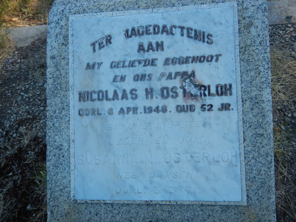 OSTERLOH Nicolaas H. -1946 &amp; Susanna M. JANSEN -1971