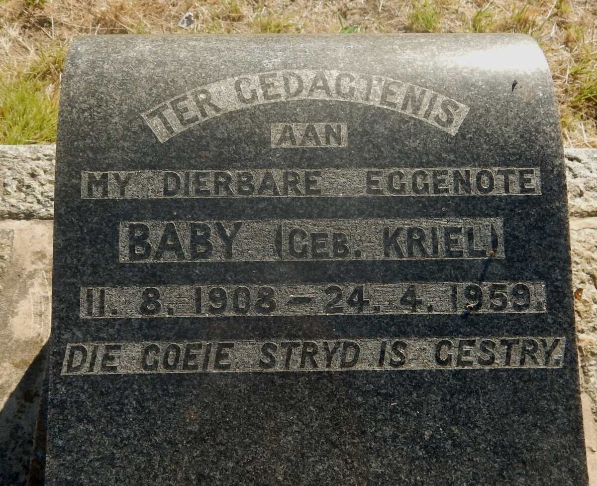 ? Baby nee KRIEL 1908-1959
