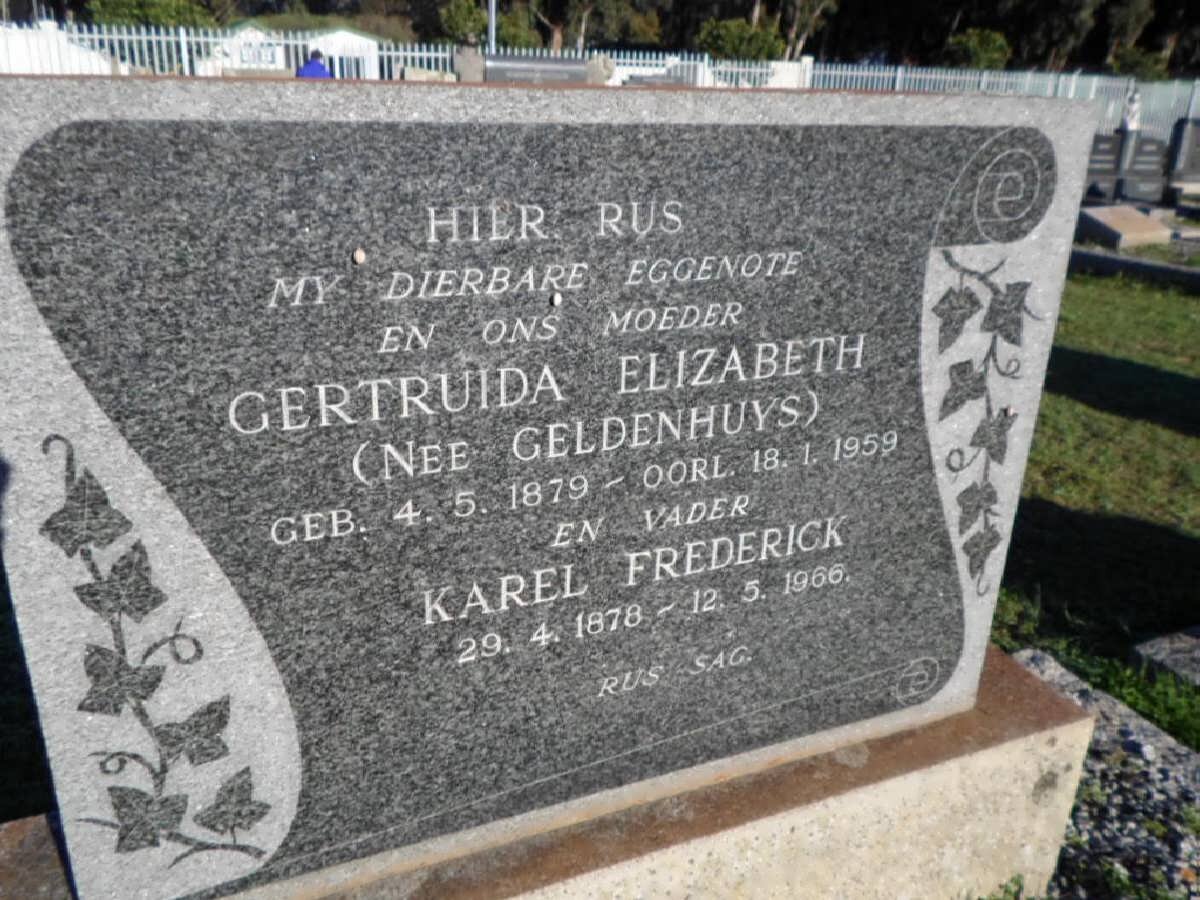 ? Karel Frederick 1878-1966 &amp; Gertruida Elizabeth GELDENHUYS 1879-1959