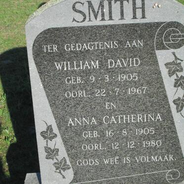 SMITH William David 1905-1967 &amp; Anna Catherina 1905-1980