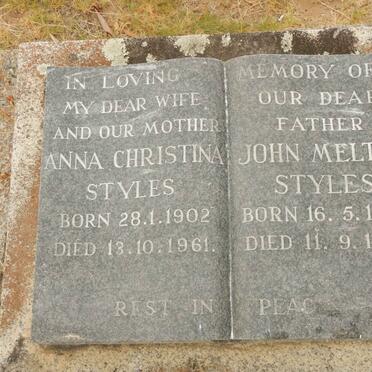 STYLES John Melton 1883-1965 &amp; Anna Christina 1902-1961