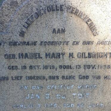 TOIT Jan D., du -1955 &amp; Mabel Mary M. GILBRIGHT 1879-1939