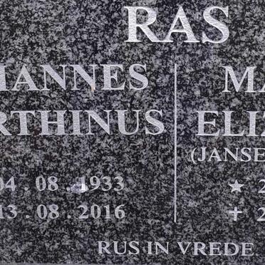 RAS Johannes Marthinus 1933-2016 &amp; Martha Elizabeth JANSE V. RENSBURG 1935-2010