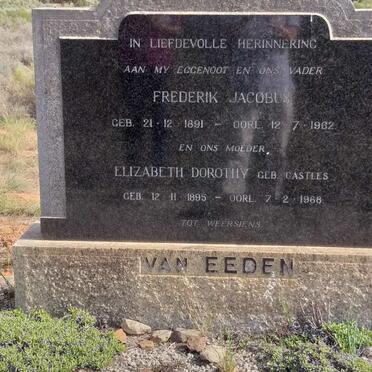EEDEN Frederik Jacobus, van 1891-1962 &amp; Elizabeth Dorothy CASTLES 1895-1968