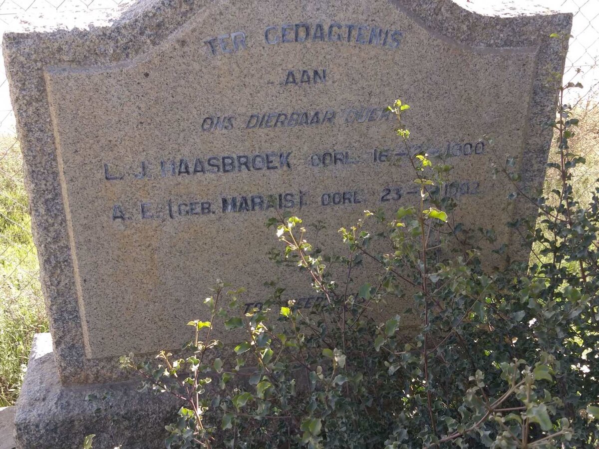 HAASBROEK L.J. -1900 &amp; A.E. MARAIS-1902
