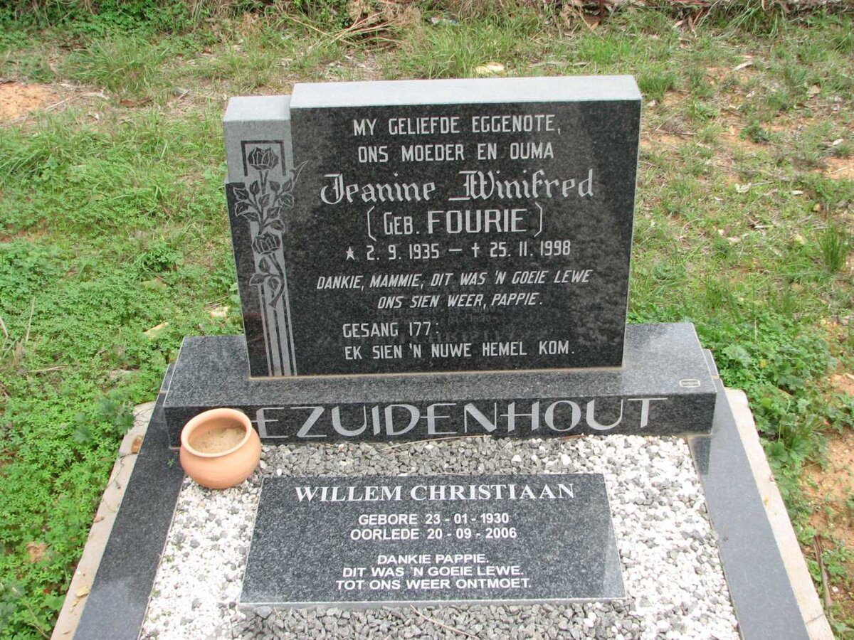BEZUIDENHOUT Willem Christiaan 1930-2006 &amp; Jeanine Winifred FOURIE 1935-1998
