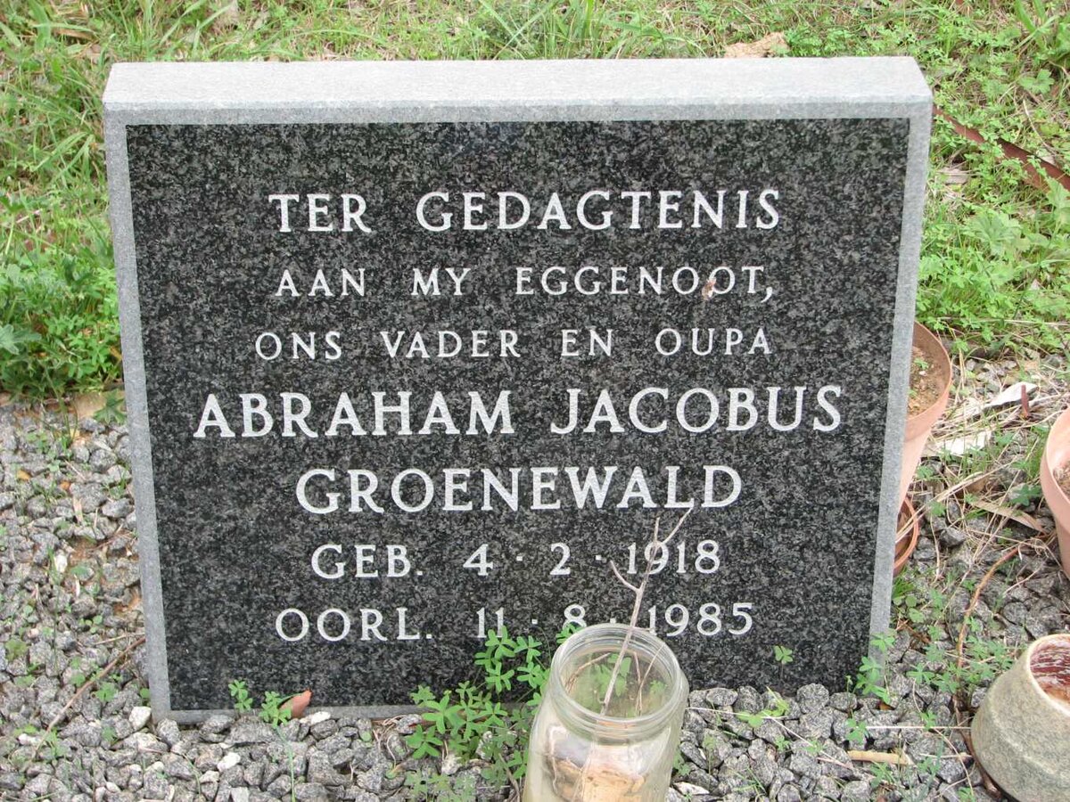 GROENEWALD Abraham Jacobus 1918-1985