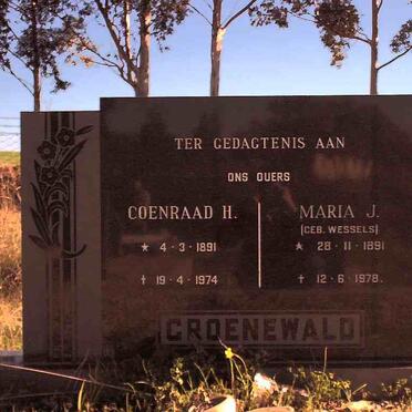 GROENWALD  Coenraad H. 1891-1974 &amp; Maria J. WESSELS 1891-1978