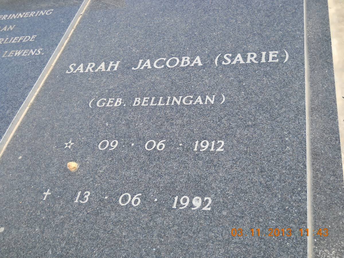 SMITH Sarah Jacoba nee BELLINGAN 1912-1992