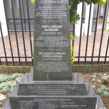 Western Cape, SWELLENDAM, 1975 Swellendam Bus Disaster Memorial