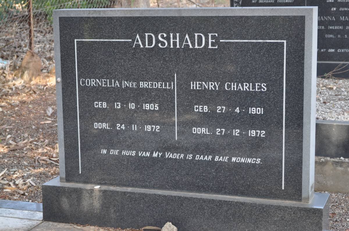 ADSHADE Henry Charles 1901-1972 &amp; Cornelia BREDELL 1905-1972