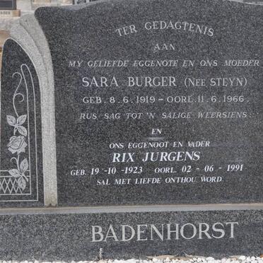 BADENHORST Rix Jurgens 1923-1991 &amp; Sara STEYN 1919-1966