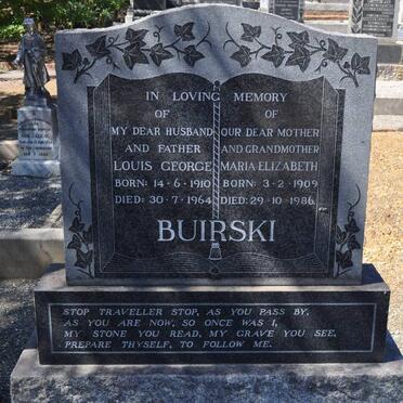 BUIRSKI Louis George 1910-1964 &amp; Maria Elizabeth 1909-1986