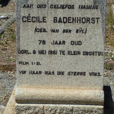 BADENHORST Cécile nee VAN DER BŸL -1961