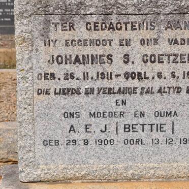 COETZER Johannes S. 1911-1953 &amp; A.E.J. 1908-1997