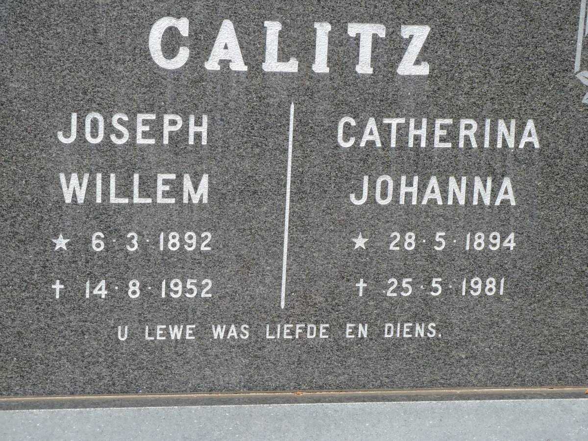 CALITZ Joseph Willem 1892-1952 &amp; Catherina Johanna 1894-1981