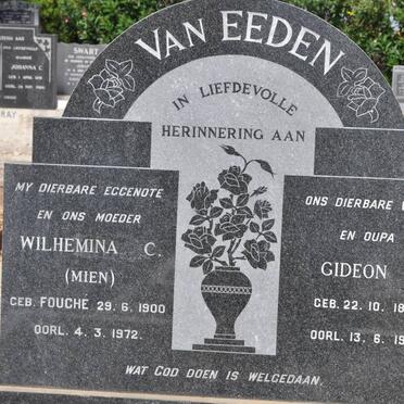 EEDEN Gideon J., van 1893-1987 &amp; Wilhemina C. FOUCHÉ 1900-1972