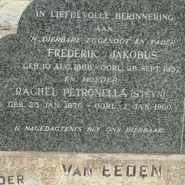EEDEN Frederik Jakobus, van 1866-1957 &amp; Rachel Petronella STEYN 1876-1960