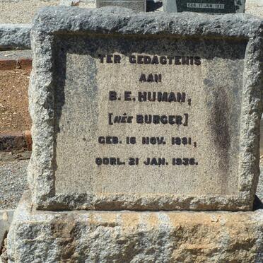 HUMAN B.E. nee BURGER 1881-1936
