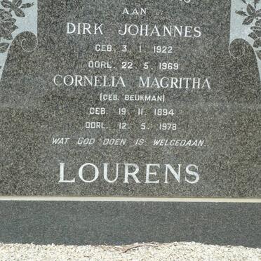 LOURENS Dirk Johannes 1922-1969 &amp; Cornelia Magritha BEUKMAN 1894-1978