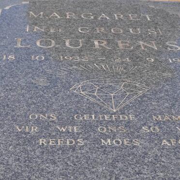 LOURENS Johan Christiaan 1927-1972 &amp; Margaret CROUS 1932-1977