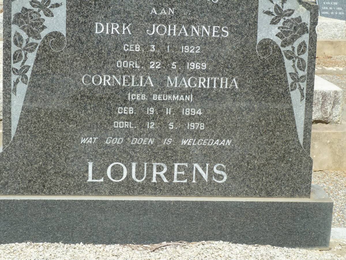 LOURENS Dirk Johannes 1922-1969 &amp; Cornelia Magritha BEUKMAN 1894-1978