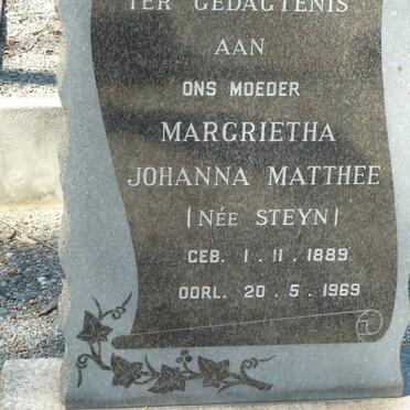 MATTHEE Margrietha Johanna nee STEYN 1889-1969