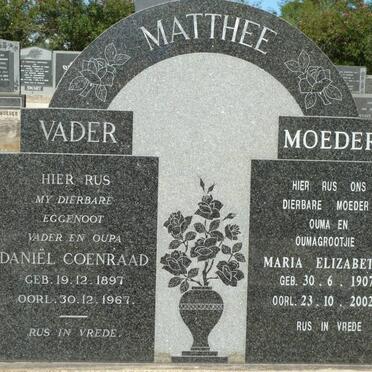 MATTHEE Daniël Coenraad 1897-1967 &amp; Maria Elizabeth 1907-2002