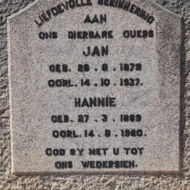 MATTHEE Jan 1879-1937 &amp; Hannie 1889-1960