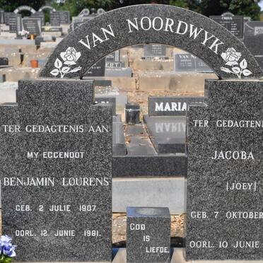NOORDWYK Benjamin Lourens, van 1907-1981 &amp; Jacoba M. 1908-2000