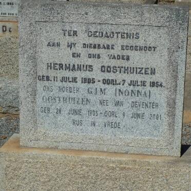 OOSTHUIZEN Hermanus 1905-1954 &amp; G.J.M. VAN DEVENTER 1905-2001