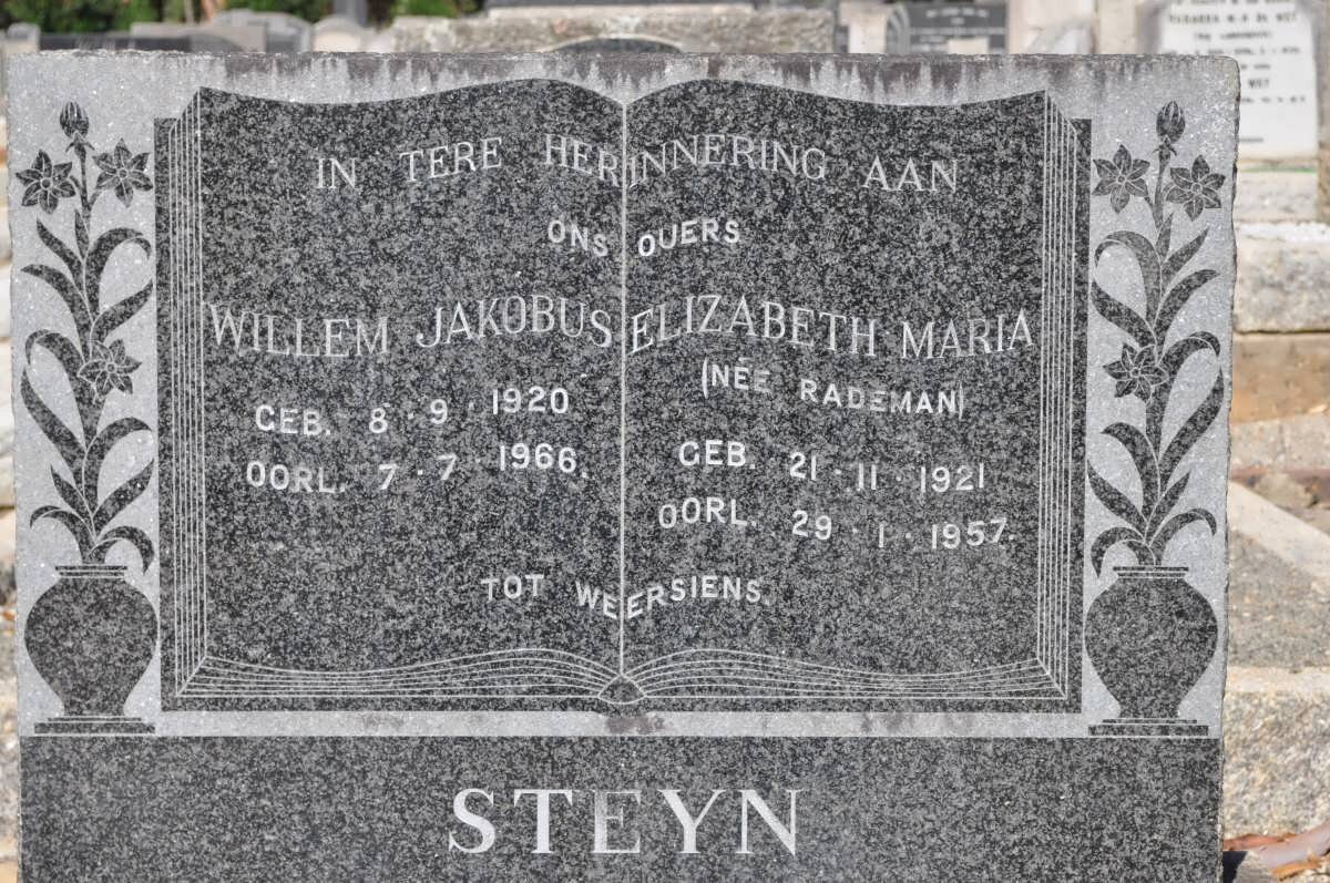 STEYN Willem Jakobus 1920-1966 &amp; Elizabeth Maria RADEMAN 1921-1957