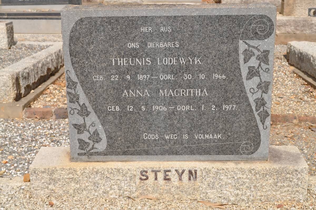 STEYN Theunis Lodewyk 1897-1966 &amp; Anna Magritha 1906-1977