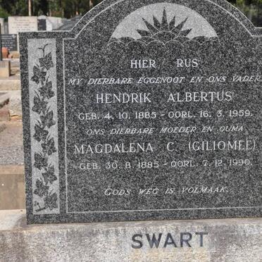 SWART Hendrik Albertus 1885-1959 &amp; Magdalena C. GILIOMEE 1885-1990