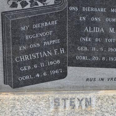 STEYN Christian F.H. 1908-1967 &amp; Alida M. DU TOIT 1906-1974
