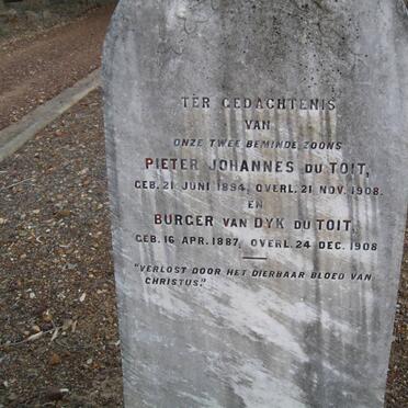 TOIT Pieter Johannes, du 1894-1908 :: DU TOIT Burger van Dyk 1887-1908