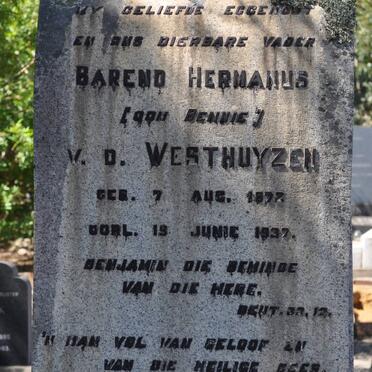 WESTHUYZEN Barend Hermanus, v.d. 1872-1937