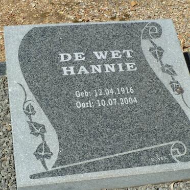 WET Hannie, de 1916-2004