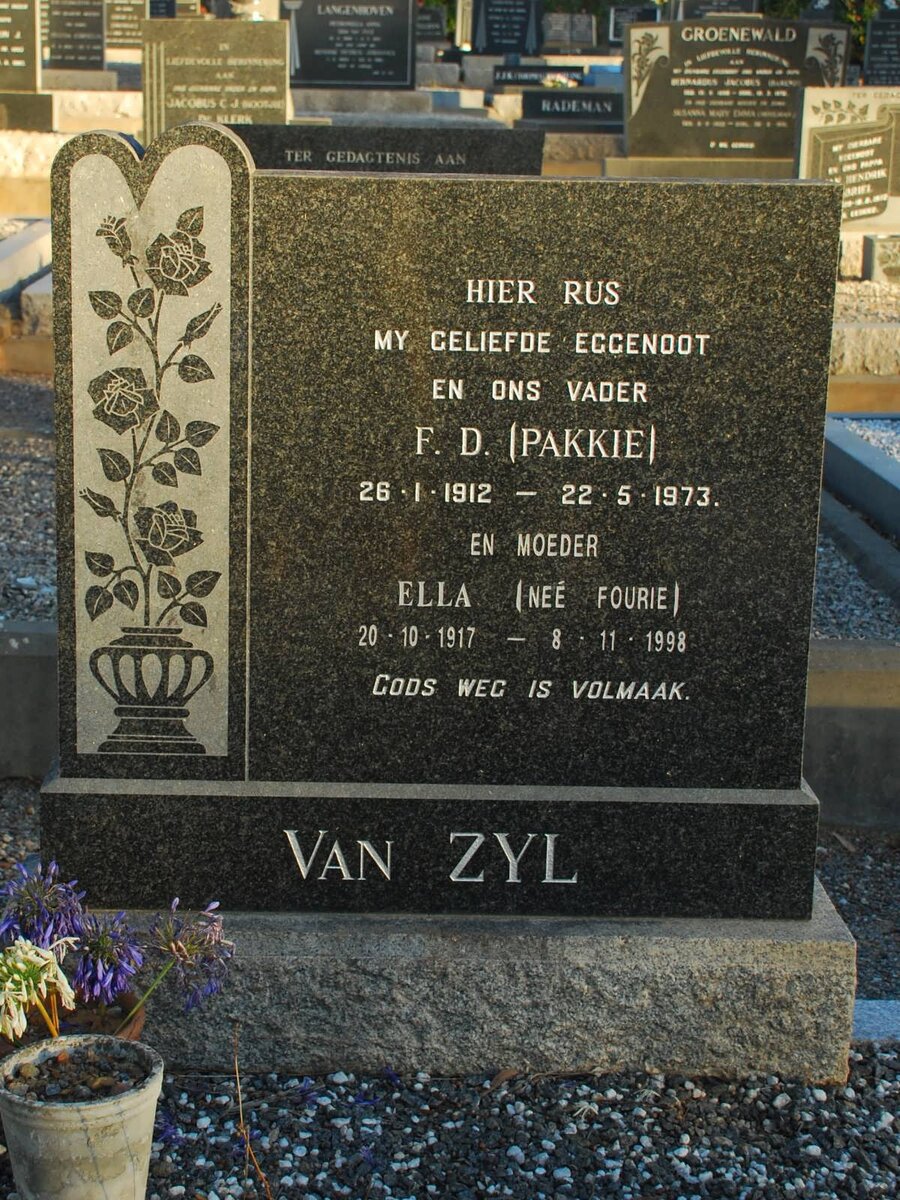 ZYL F.D., van 1912-1973 &amp; Ella FOURIE 1917-1998