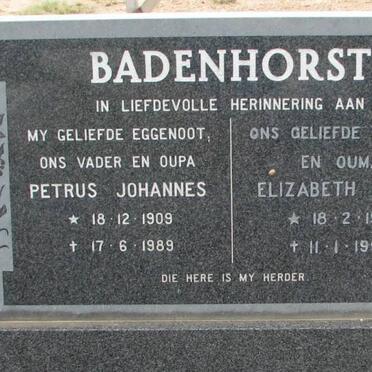 BADENHORST Petrus Johannes 1909-1989 &amp; Elizabeth Maria 1912-1993