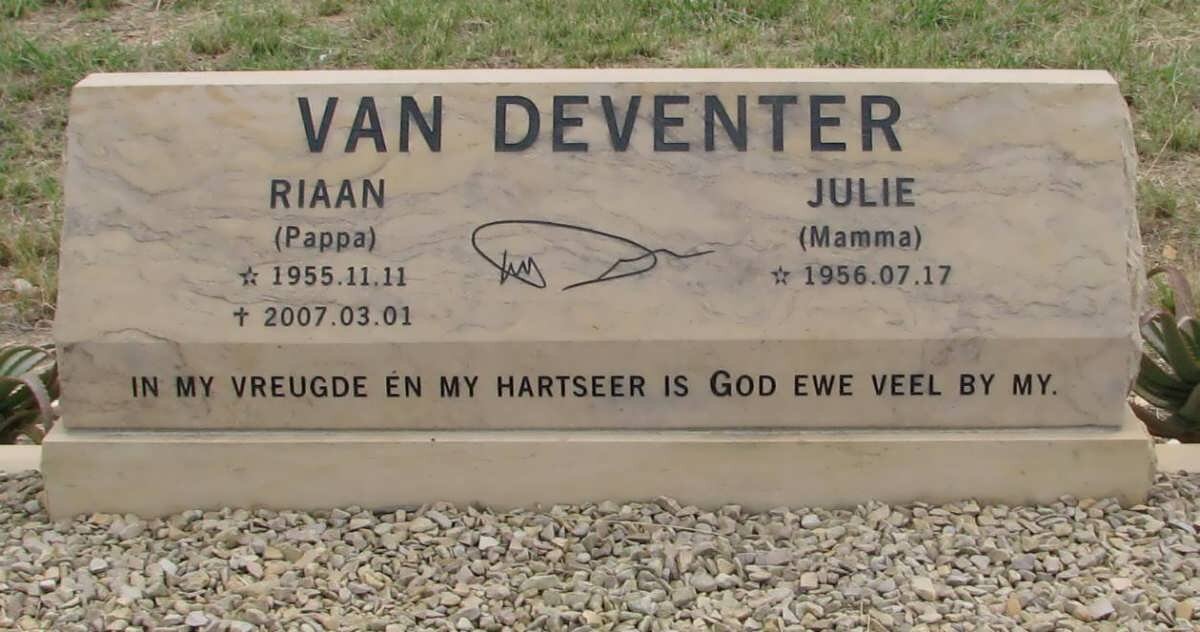 DEVENTER Riaan, van 1955-2007 &amp; Julie 1956-