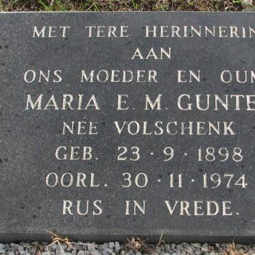 GUNTER Maria E.M. nee VOLSCHENK 1898-1974