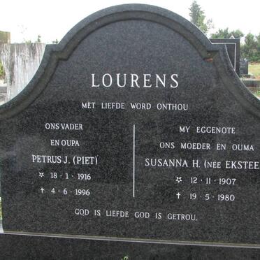LOURENS Petrus J. 1916-1996 &amp; Susanna H. EKSTEEN 1907-1980