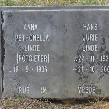LINDE Hans Jurie 1932-2004 &amp; Anna Petronella POTGIETER 1936-