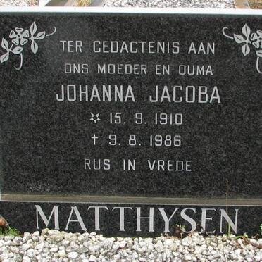 MATTHYSEN Johanna Jacoba 1910-1986