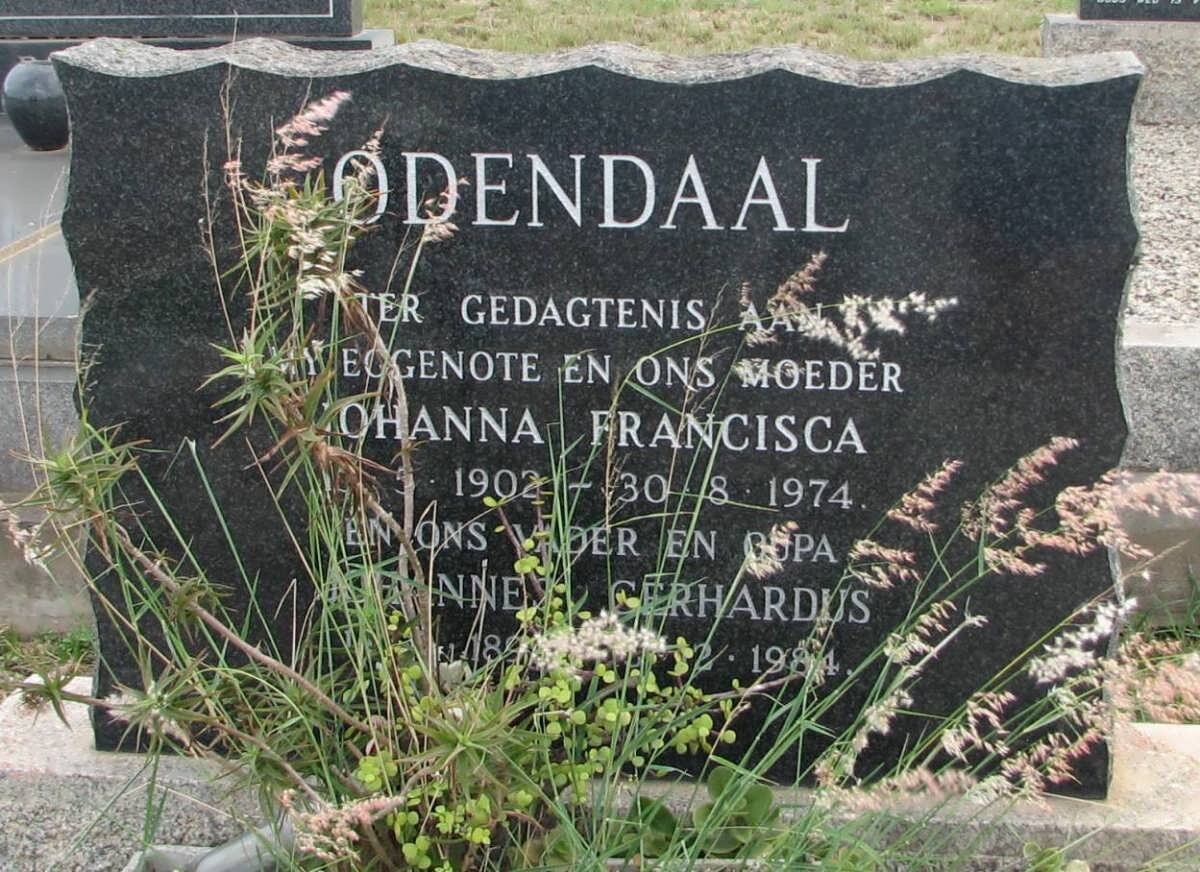 ODENDAAL Johannes Gerhardus 18??-1984 &amp; Johanna Francisca 1902-1974